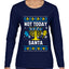 Not Today Santa Menorah Hanukkah, Ugly Christmas Sweater Womens Graphic Long Sleeve T-Shirt