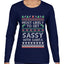 Most Likely To Get Sassy With Santa, Ugly Christmas Sweater Womens Graphic Long Sleeve T-Shirt