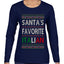 Santa's Favorite Italian, Funny Italian Christmas Sweater, Ugly Christmas Sweater Womens Graphic Long Sleeve T-Shirt