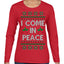 I Come in Peace Ugly Christmas Sweater Womens Graphic Long Sleeve T-Shirt