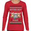 Better Not Pout, Cute Sad Santa Cats | Funny Ugly Christmas Sweater Womens Graphic Long Sleeve T-Shirt