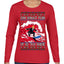 Oh What Fun It Is to Ride Donald Trump Red Wave Landslide Ugly Christmas Sweater Womens Graphic Long Sleeve T-Shirt