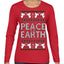 Peace On Earth Funny Xmas Cute Pink Angel Cross Ugly Christmas Sweater Womens Graphic Long Sleeve T-Shirt