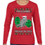 Trashin Through the Snow Funny Trash Panda Raccoon Meme Ugly Christmas Sweater Womens Graphic Long Sleeve T-Shirt