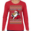 Everybody Knows the Rules Funny Santa Claus Pizza Score Ugly Christmas Sweater Womens Graphic Long Sleeve T-Shirt