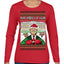 Make America Lit Again Funny Trump 2024 White House MAGA Ugly Christmas Sweater Womens Graphic Long Sleeve T-Shirt