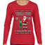 When I Think About You I Touch My Elf, Ugly Christmas Sweater Womens Graphic Long Sleeve T-Shirt