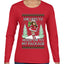 Hold My Package, Ugly Christmas Sweater Womens Graphic Long Sleeve T-Shirt