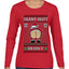 Silent Butt Deadly Farting Santa, Ugly Christmas Sweater Womens Graphic Long Sleeve T-Shirt
