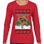 Feliz Navidad Dancing Gingerbread Man, Ugly Christmas Sweater Womens Graphic Long Sleeve T-Shirt