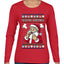 Seazyns Greeting Santa Packing Lip Pouch, Ugly Christmas Sweater Womens Graphic Long Sleeve T-Shirt