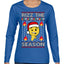 Rizz the Season Viral Internet Fire Emoji Face Meme Ugly Christmas Sweater Womens Graphic Long Sleeve T-Shirt