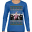I'll Be Home for Christmas Pink Suit | Funny Santa Clause President Donald Trump Ugly Christmas Sweater Womens Graphic Long Sleeve T-Shirt