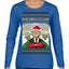 Make America Lit Again Funny Trump 2024 White House MAGA Ugly Christmas Sweater Womens Graphic Long Sleeve T-Shirt