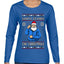 Santa Stands On Christmas, Ugly Christmas Sweater Womens Graphic Long Sleeve T-Shirt