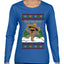 Feliz Navidad Dancing Gingerbread Man, Ugly Christmas Sweater Womens Graphic Long Sleeve T-Shirt