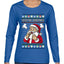 Seazyns Greeting Santa Packing Lip Pouch, Ugly Christmas Sweater Womens Graphic Long Sleeve T-Shirt