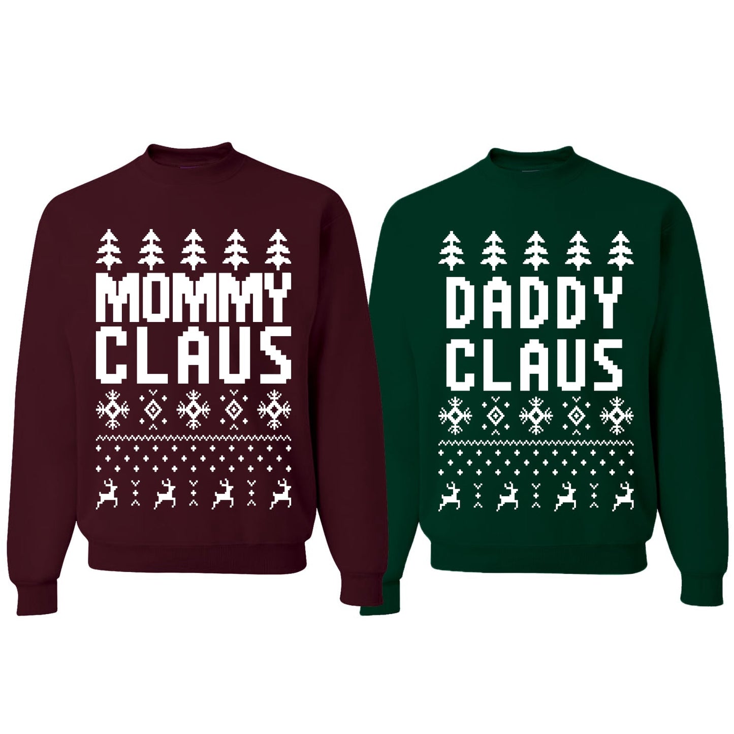 Mommy Claus and Daddy Claus Matching Couples Crewneck Sweater