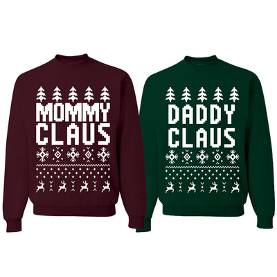 Mommy Claus and Daddy Claus Matching Couples Crewneck Sweater