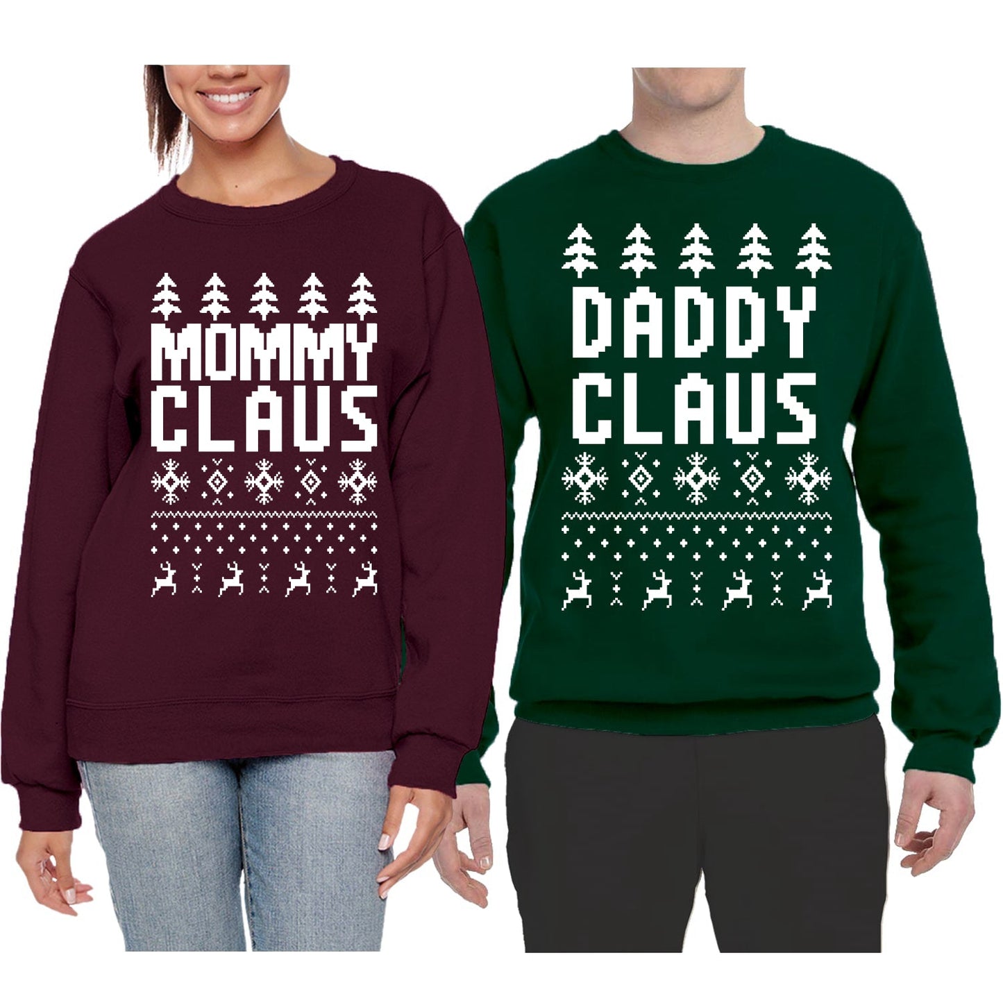 Mommy Claus and Daddy Claus Matching Couples Crewneck Sweater