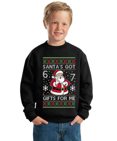 Santa's Got 6 7 Gifts For Me Ugly Christmas Sweater For Kids | Unisex Boys Girls Crewneck Graphic Sweatshirt