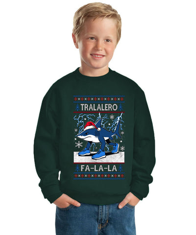 Tralalero Fa La La Brainrot Ugly Christmas Sweater For Kids | Unisex Boys Girls Crewneck Graphic Sweatshirt
