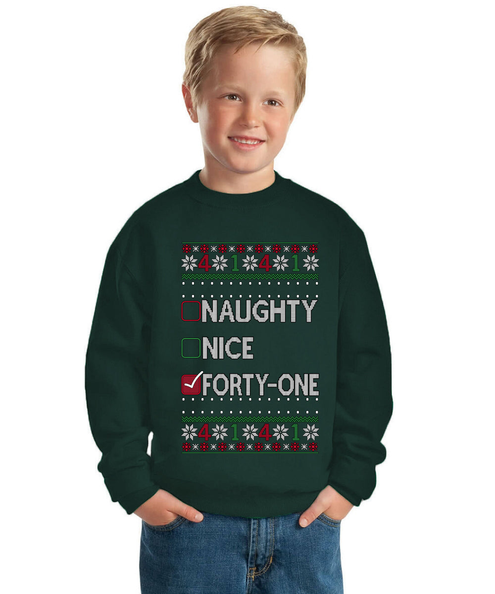Naughty Nice 4 1 Checklist Ugly Christmas Sweater For Kids | Unisex Boys Girls Crewneck Graphic Sweatshirt