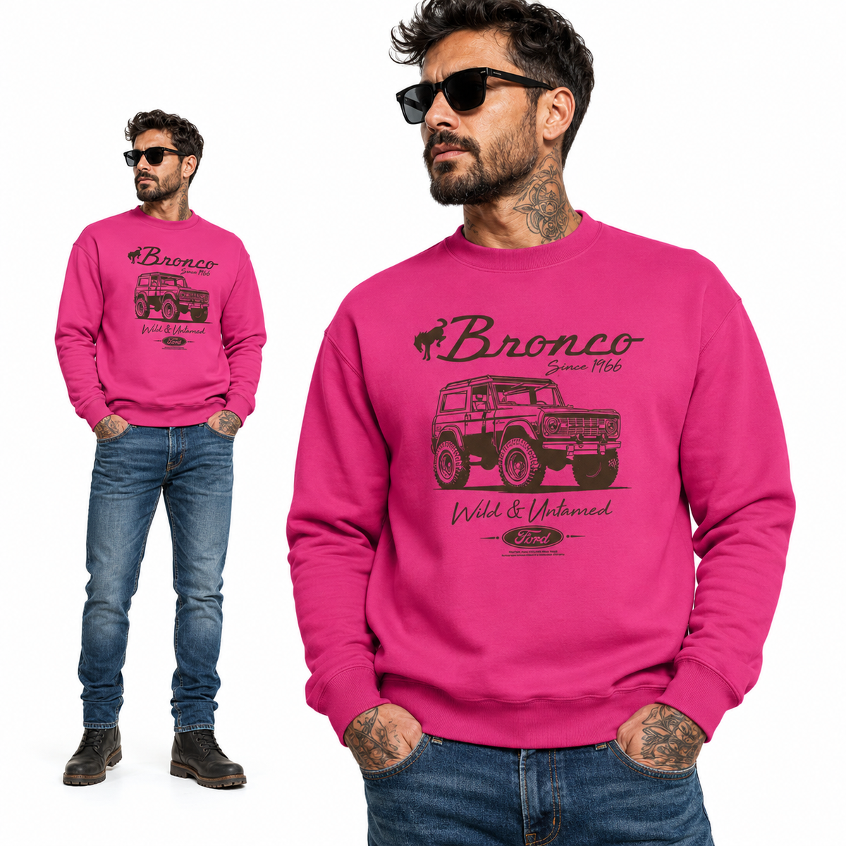 Ford Bronco Wild Untamed 1966 Vintage Cars and Trucks Unisex Crewneck Sweatshirt