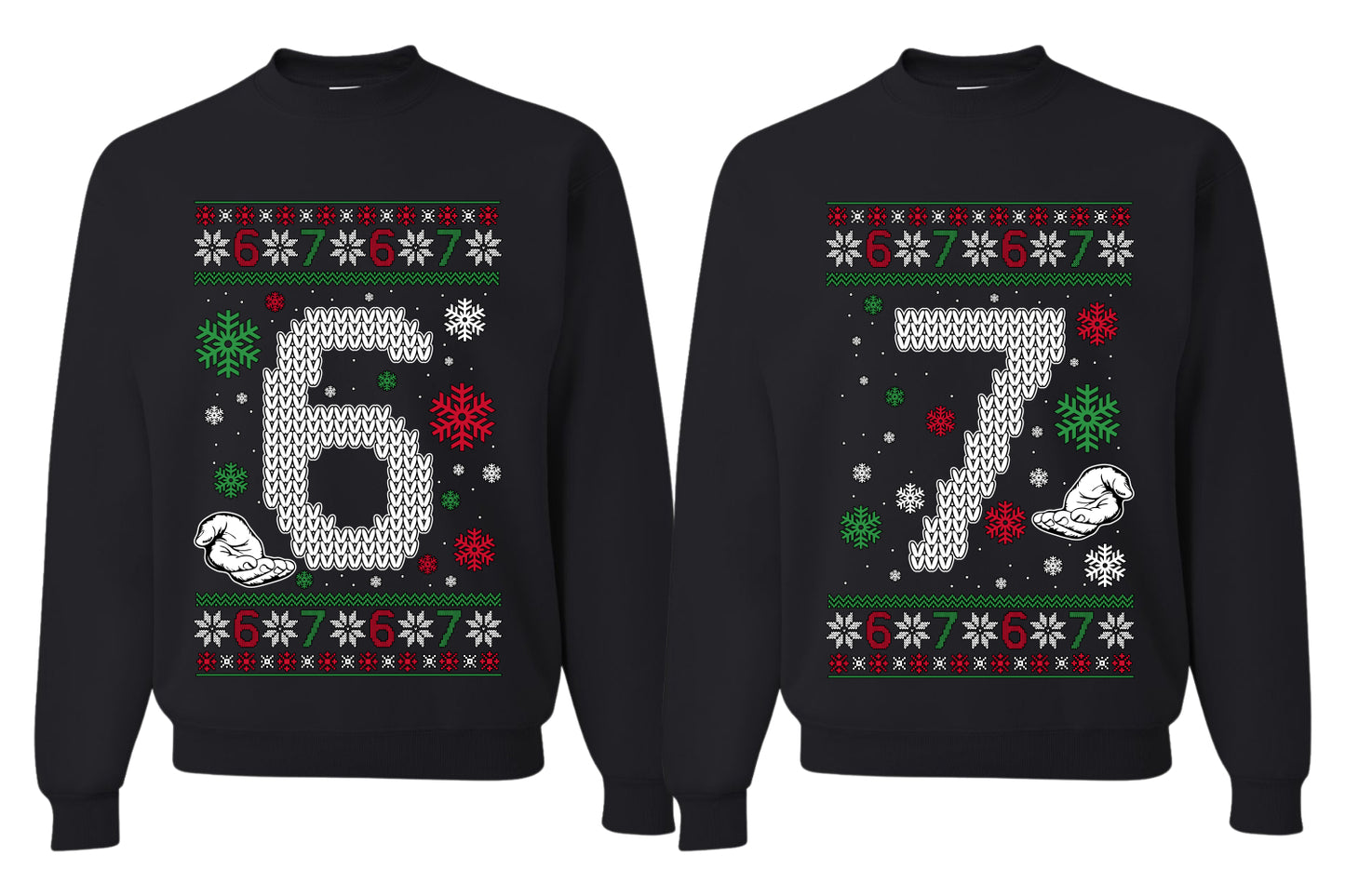 6 7 Meme Sweater Girlfriend Boyfriend Gift His and Hers Matching Ugly Christmas Couple Crewneck Sweatshirt