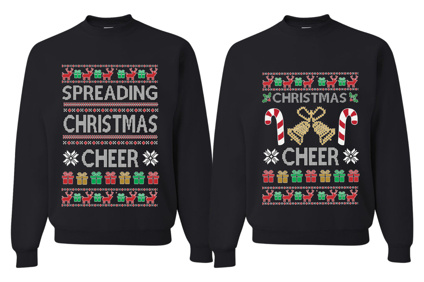 Spreading Christmas Cheer Sweater Girlfriend Boyfriend Gift His and Hers Matching Ugly Christmas Couple Crewneck Sweatshirt