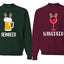 Winedeer Reinbeer, Funny Wine Beer Drinking Couples Sweatshirt Ugly Christmas Matching Couple Crewneck Sweater Crewneck Sweatshirt