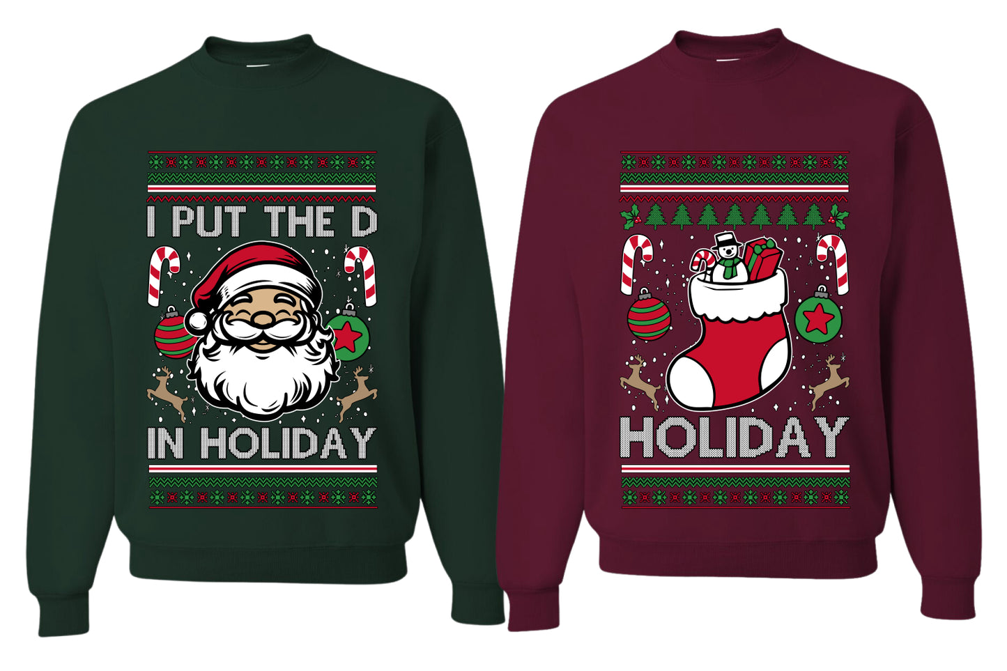 I Put The D In Holiday Sweater Girlfriend Boyfriend Gift His and Hers Matching Ugly Christmas Couple Crewneck Sweatshirt