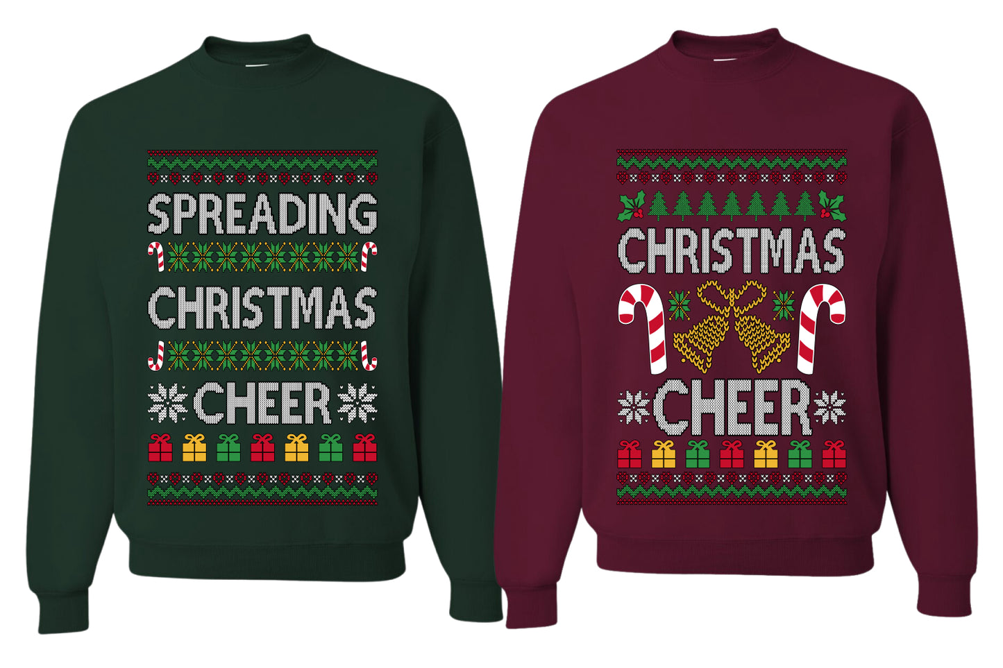 Spreading Christmas Cheer Sweater Girlfriend Boyfriend Gift His and Hers Matching Ugly Christmas Couple Crewneck Sweatshirt