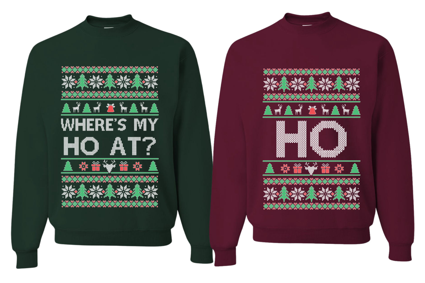Where's My Ho At? Ho Sweater Girlfriend Boyfriend Gift His and Hers Matching Ugly Christmas Couple Crewneck Sweatshirt