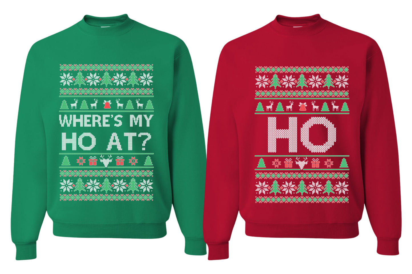 Where's My Ho At? Ho Sweater Girlfriend Boyfriend Gift His and Hers Matching Ugly Christmas Couple Crewneck Sweatshirt