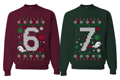 6 7 Meme Sweater Girlfriend Boyfriend Gift His and Hers Matching Ugly Christmas Couple Crewneck Sweatshirt