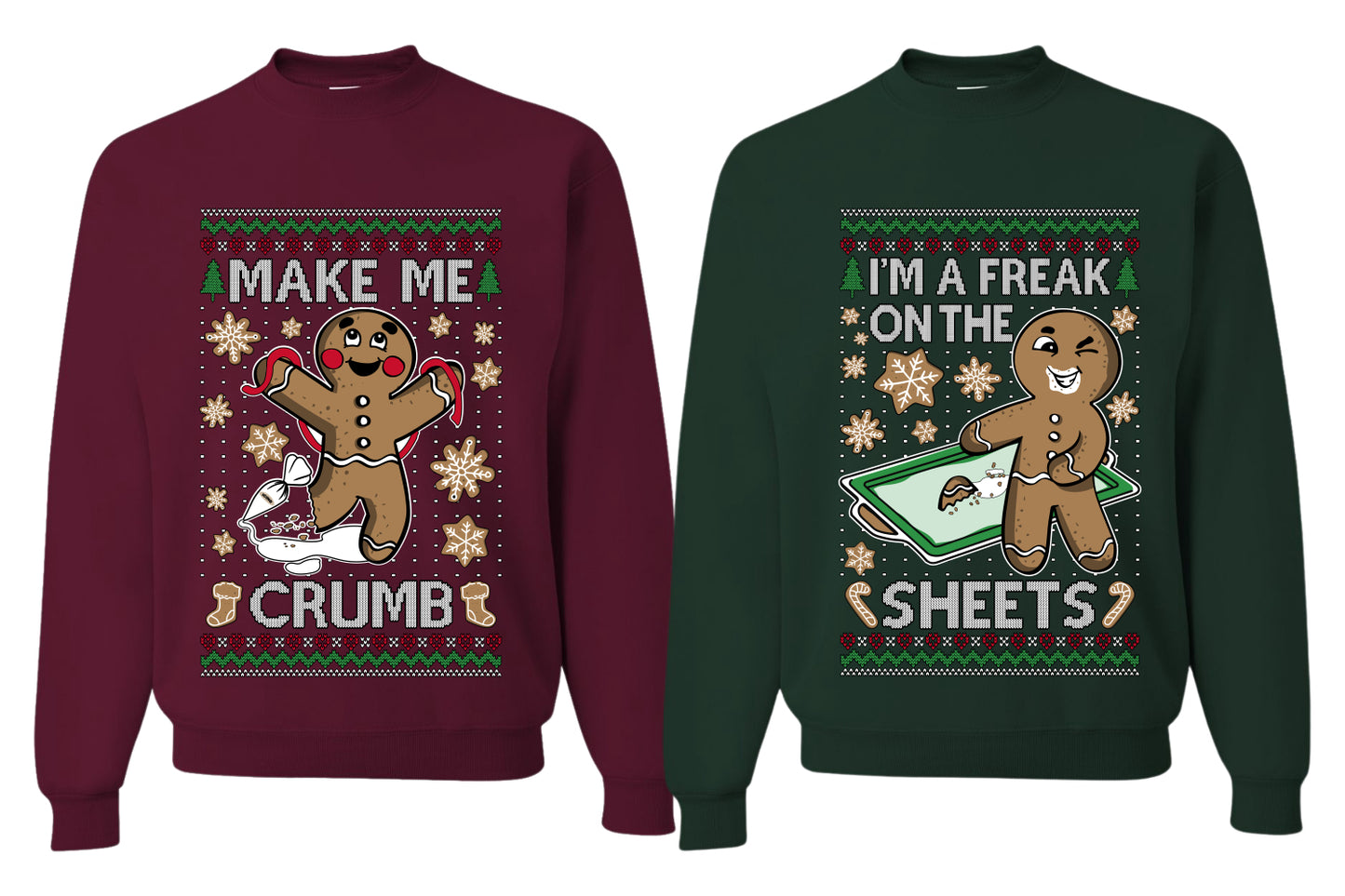 Freak On The Sheets Make Me Crumb Sweater Girlfriend Boyfriend Gift His and Hers Matching Ugly Christmas Couple Crewneck Sweatshirt