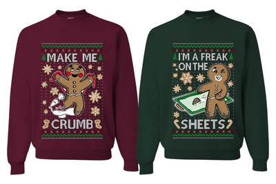 Freak On The Sheets Make Me Crumb Sweater Girlfriend Boyfriend Gift His and Hers Matching Ugly Christmas Couple Crewneck Sweatshirt