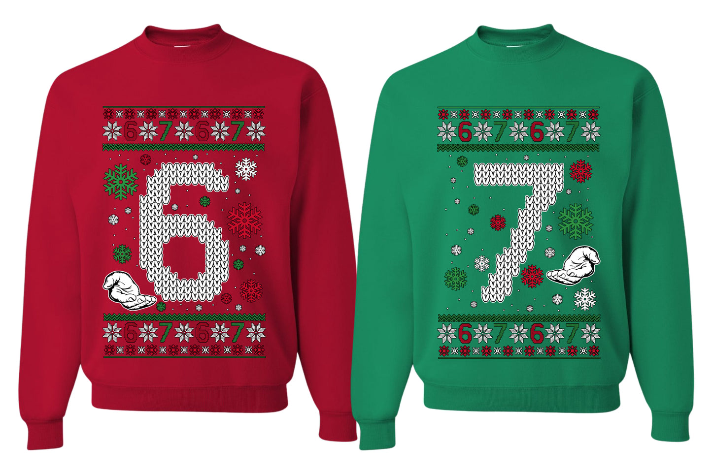 6 7 Meme Sweater Girlfriend Boyfriend Gift His and Hers Matching Ugly Christmas Couple Crewneck Sweatshirt