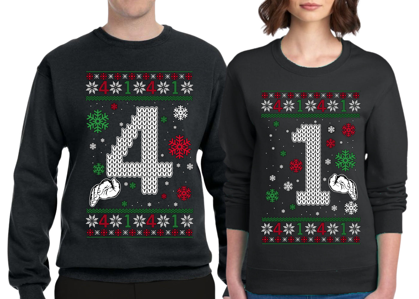 41 Combination Sweater Girlfriend Boyfriend Gift His and Hers Matching Ugly Christmas Couple Crewneck Sweatshirt