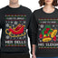 I Like To Jingle Her Bells, I Like To Ride His Sleigh Sweater Girlfriend Boyfriend Gift His and Hers Matching Ugly Christmas Couple Crewneck Sweatshirt