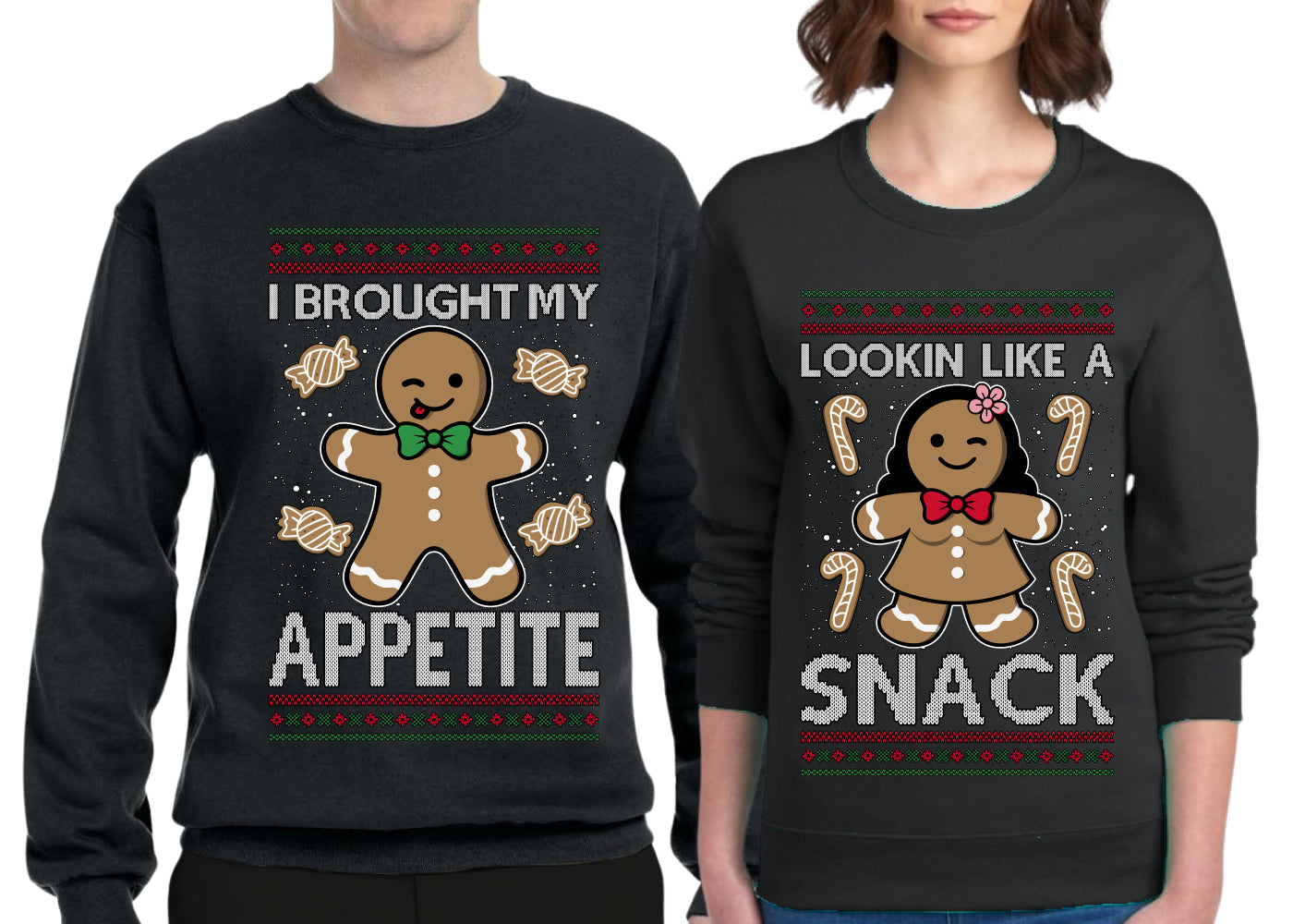 I Brought My Appetitie Lookin Like A Snack Sweater Girlfriend Boyfriend Gift His and Hers Matching Ugly Christmas Couple Crewneck Sweatshirt