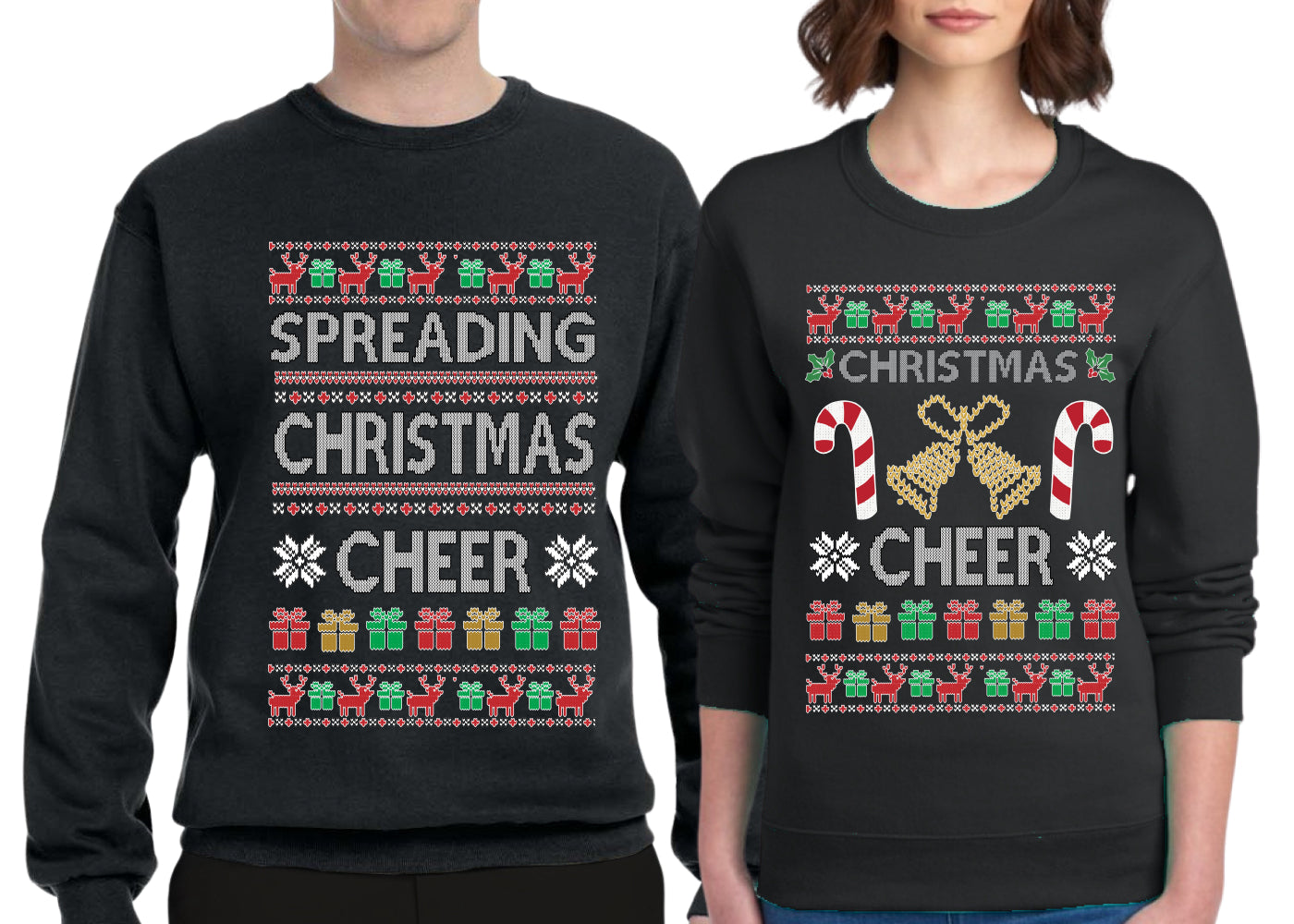 Spreading Christmas Cheer Sweater Girlfriend Boyfriend Gift His and Hers Matching Ugly Christmas Couple Crewneck Sweatshirt