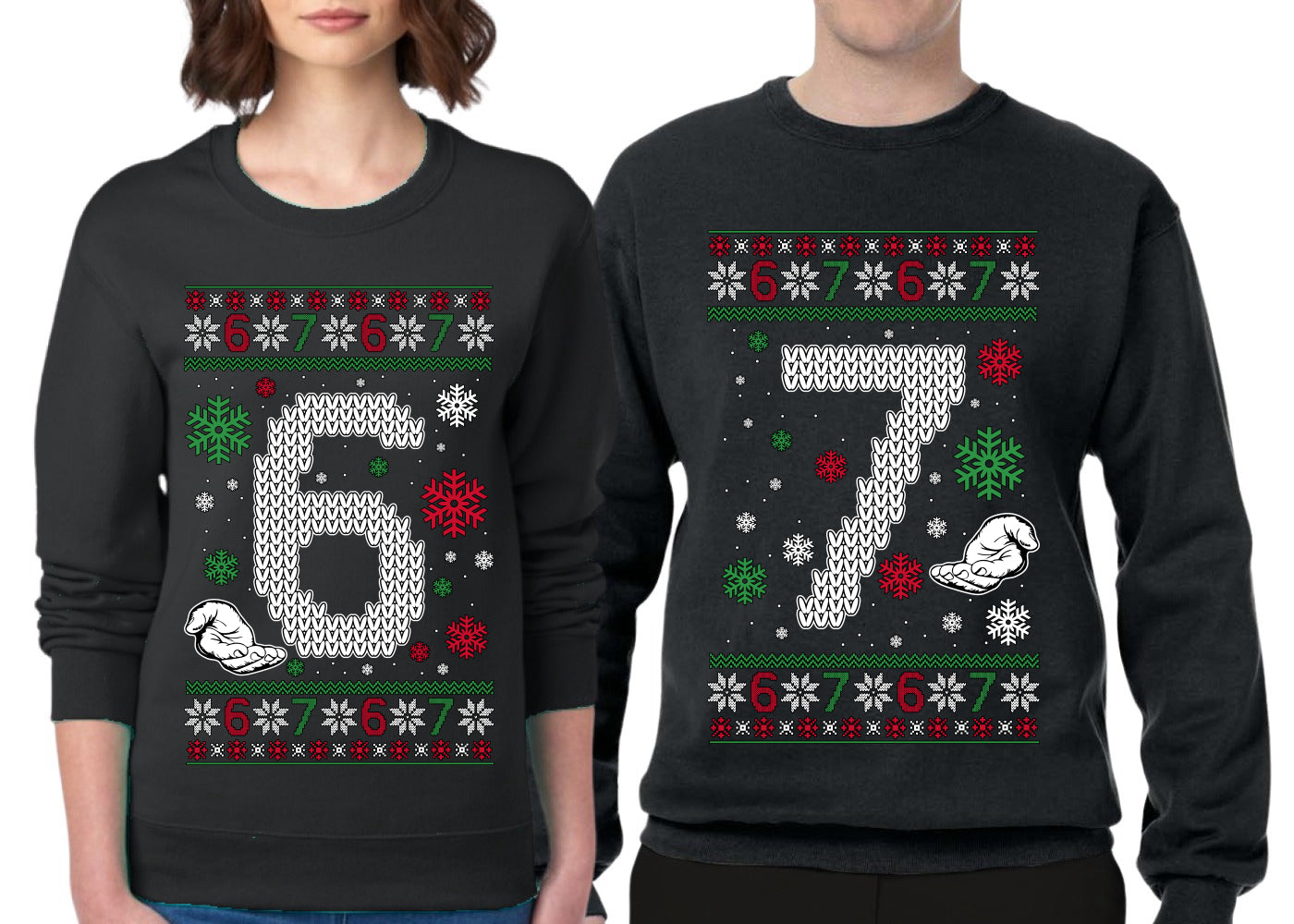 6 7 Meme Sweater Girlfriend Boyfriend Gift His and Hers Matching Ugly Christmas Couple Crewneck Sweatshirt