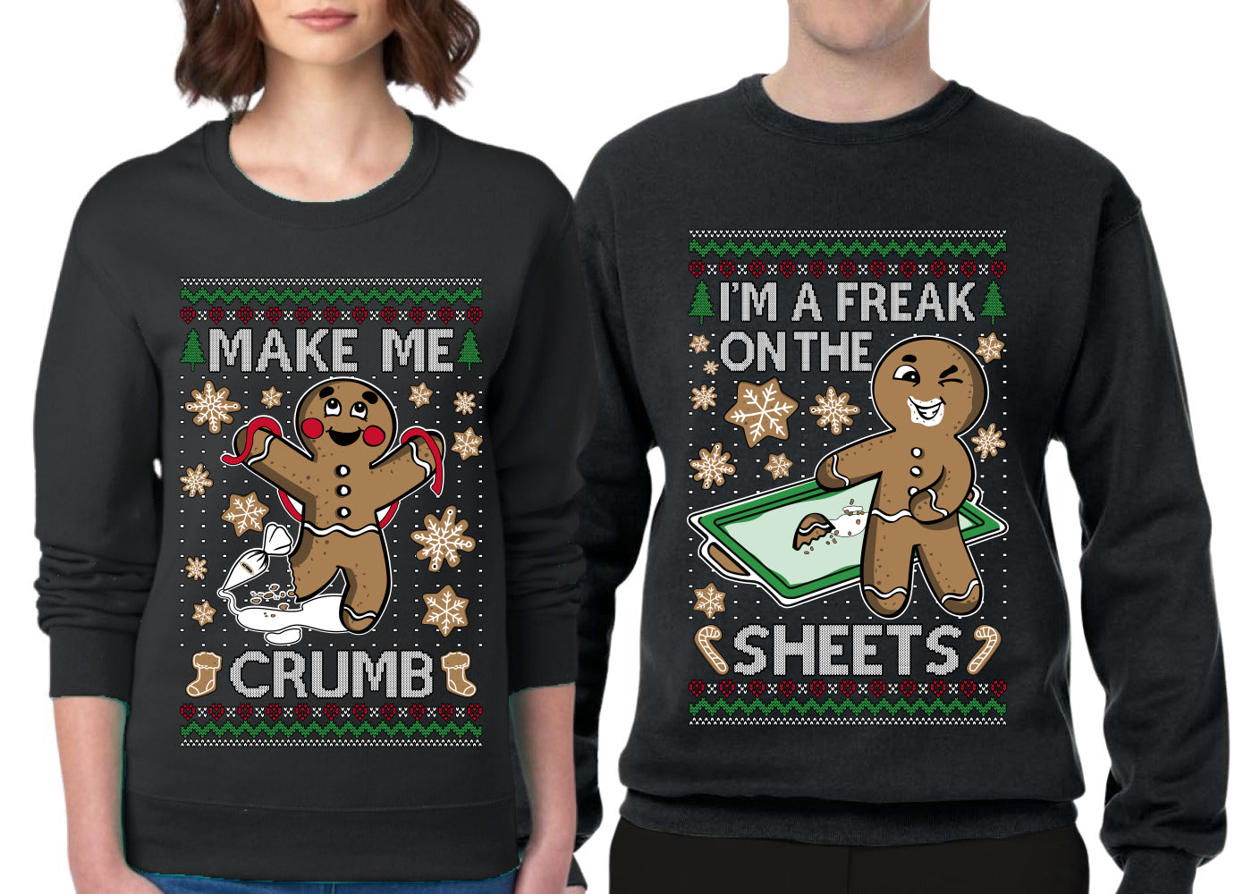 Freak On The Sheets Make Me Crumb Sweater Girlfriend Boyfriend Gift His and Hers Matching Ugly Christmas Couple Crewneck Sweatshirt