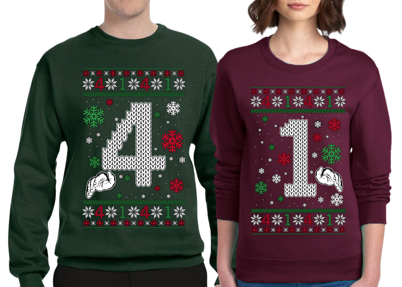 41 Combination Sweater Girlfriend Boyfriend Gift His and Hers Matching Ugly Christmas Couple Crewneck Sweatshirt