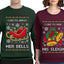 I Like To Jingle Her Bells, I Like To Ride His Sleigh Sweater Girlfriend Boyfriend Gift His and Hers Matching Ugly Christmas Couple Crewneck Sweatshirt
