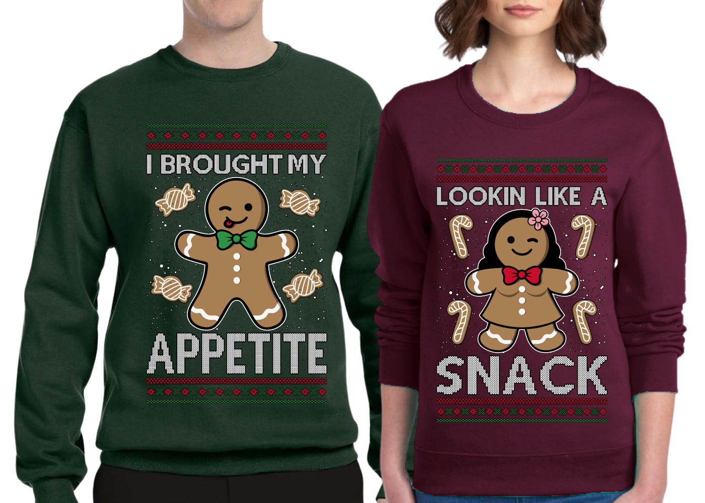I Brought My Appetitie Lookin Like A Snack Sweater Girlfriend Boyfriend Gift His and Hers Matching Ugly Christmas Couple Crewneck Sweatshirt