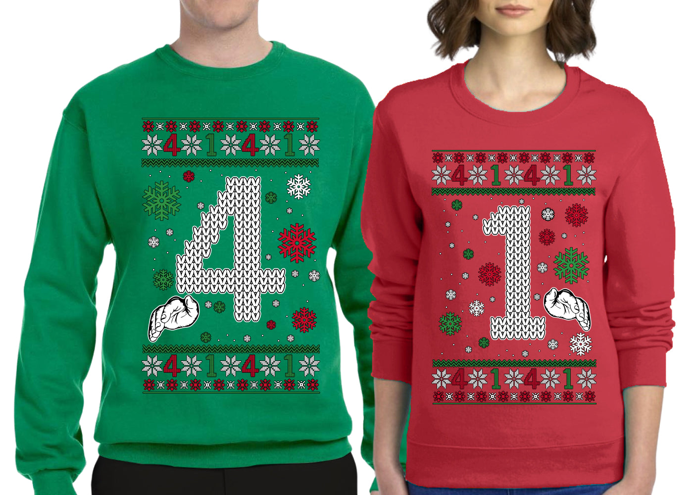 41 Combination Sweater Girlfriend Boyfriend Gift His and Hers Matching Ugly Christmas Couple Crewneck Sweatshirt