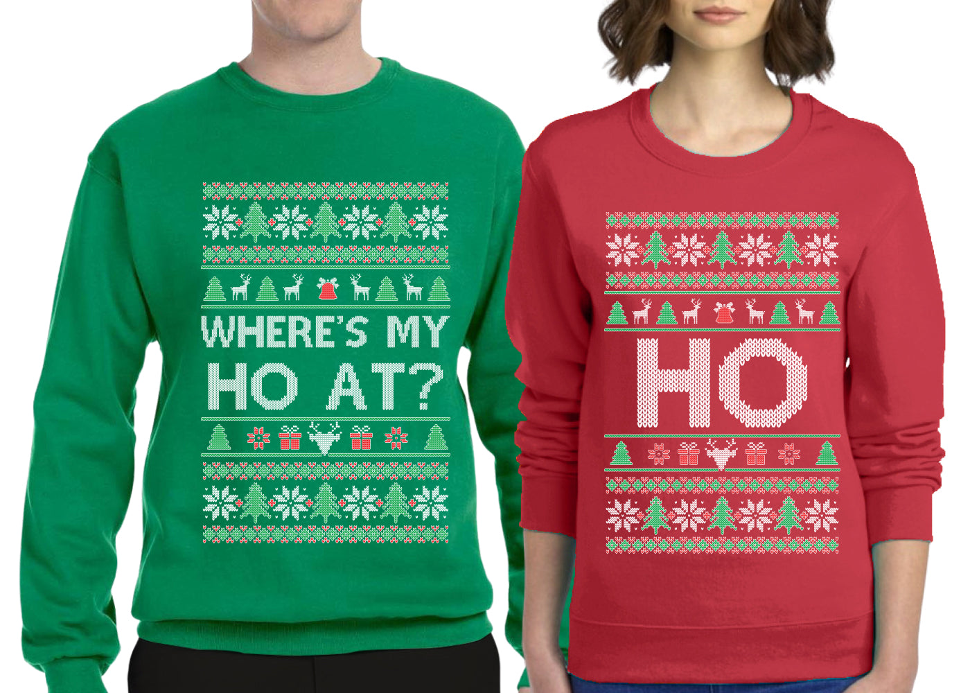 Where's My Ho At? Ho Sweater Girlfriend Boyfriend Gift His and Hers Matching Ugly Christmas Couple Crewneck Sweatshirt